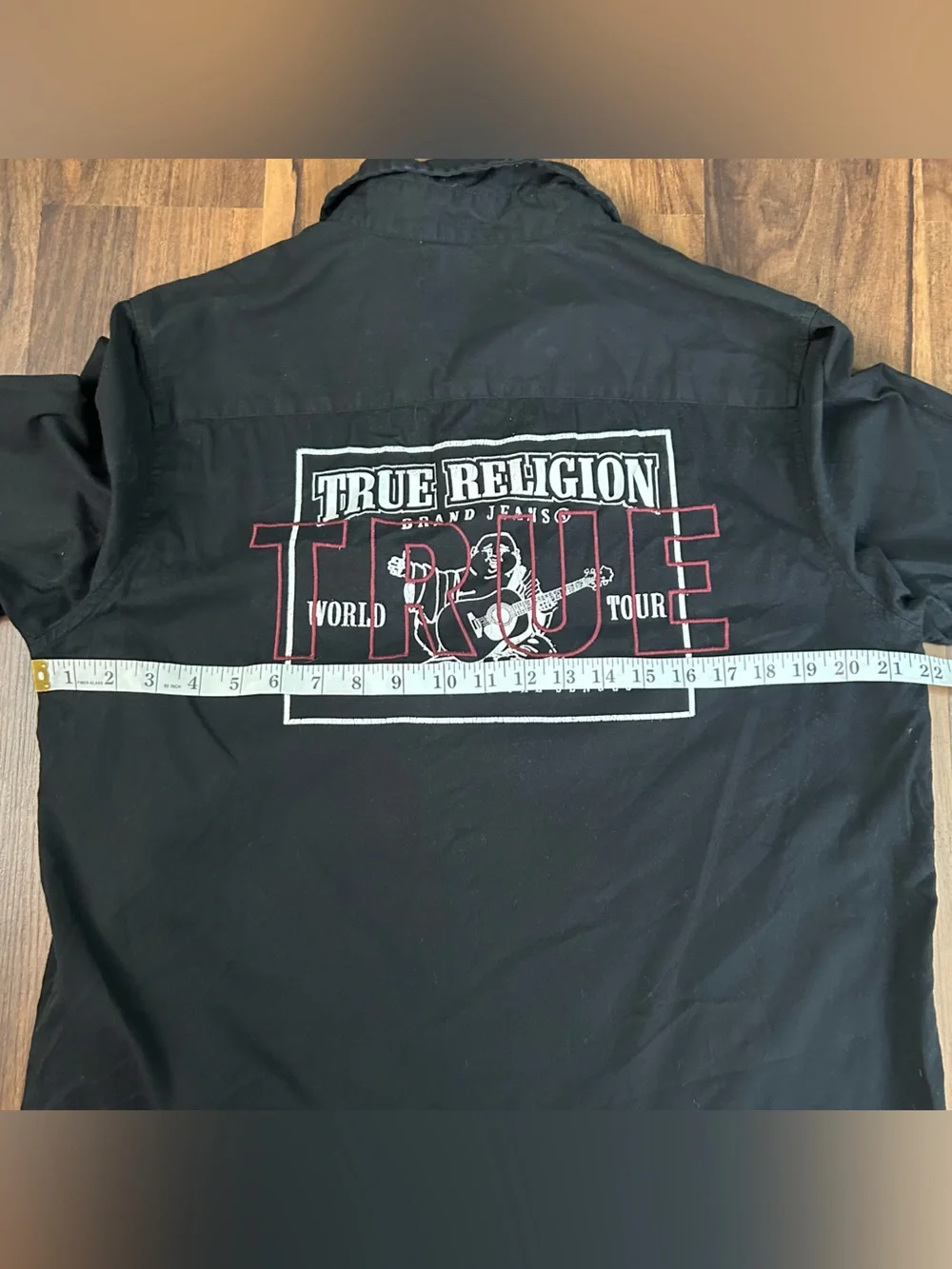 True Religion Black Graphic Button-Up Shirt